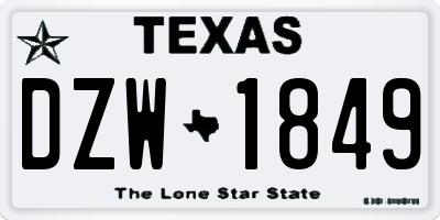 TX license plate DZW1849