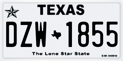 TX license plate DZW1855