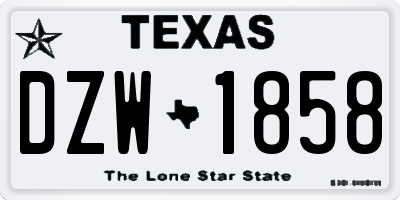 TX license plate DZW1858