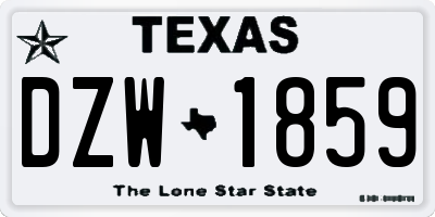 TX license plate DZW1859
