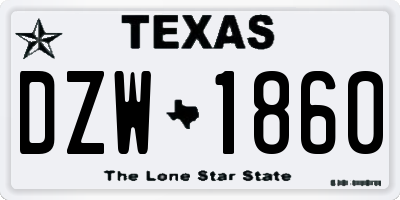 TX license plate DZW1860