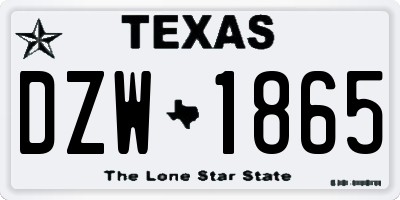 TX license plate DZW1865