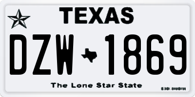 TX license plate DZW1869