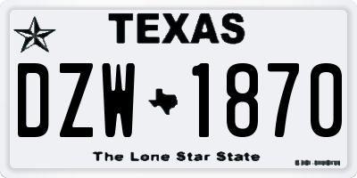 TX license plate DZW1870