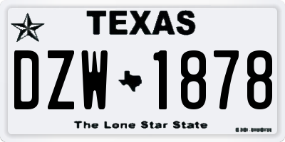 TX license plate DZW1878