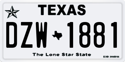 TX license plate DZW1881