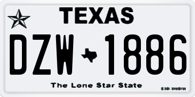 TX license plate DZW1886