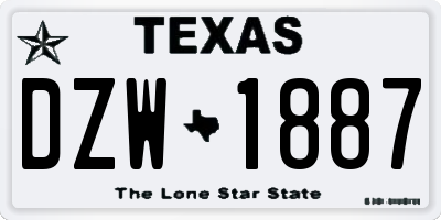 TX license plate DZW1887