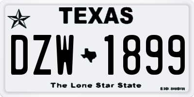 TX license plate DZW1899