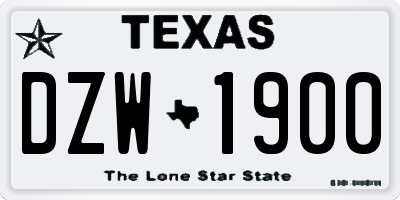 TX license plate DZW1900