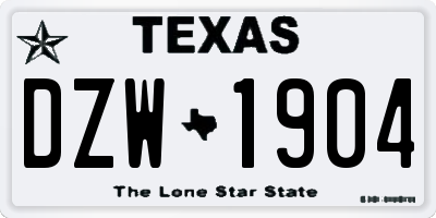 TX license plate DZW1904