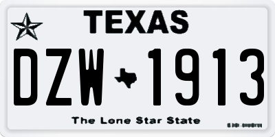 TX license plate DZW1913