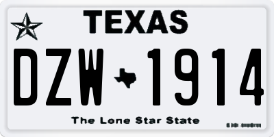 TX license plate DZW1914