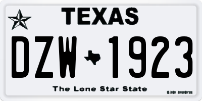 TX license plate DZW1923