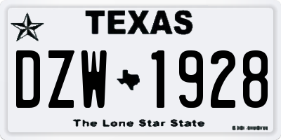 TX license plate DZW1928