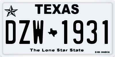 TX license plate DZW1931