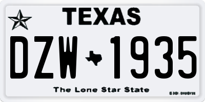 TX license plate DZW1935