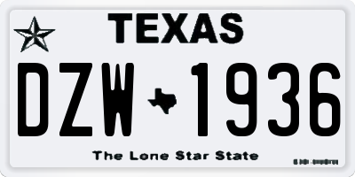TX license plate DZW1936