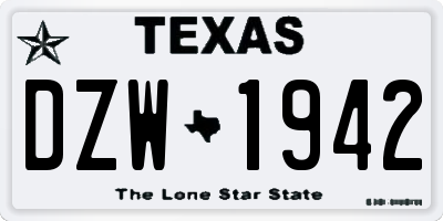 TX license plate DZW1942