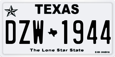 TX license plate DZW1944