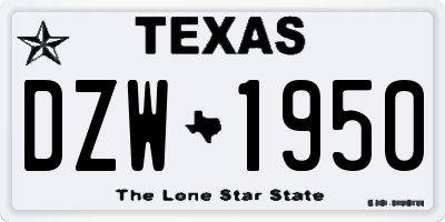 TX license plate DZW1950