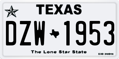 TX license plate DZW1953
