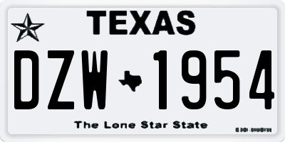 TX license plate DZW1954