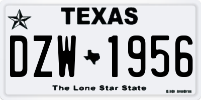 TX license plate DZW1956