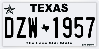 TX license plate DZW1957