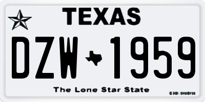 TX license plate DZW1959