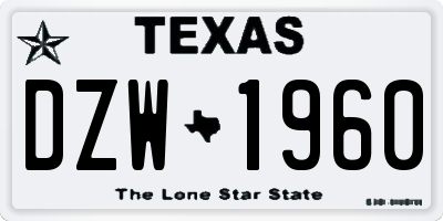 TX license plate DZW1960