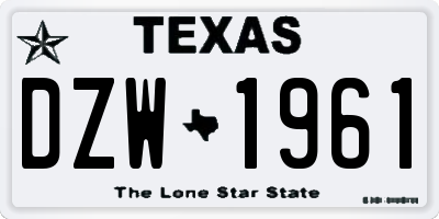 TX license plate DZW1961