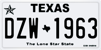 TX license plate DZW1963