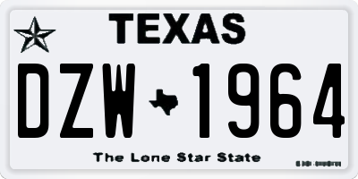 TX license plate DZW1964