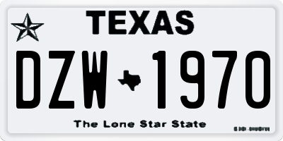 TX license plate DZW1970