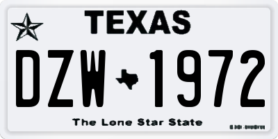 TX license plate DZW1972