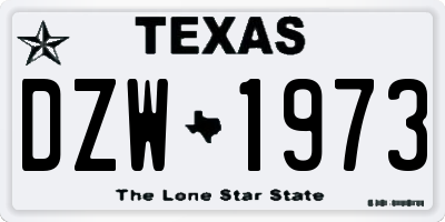 TX license plate DZW1973