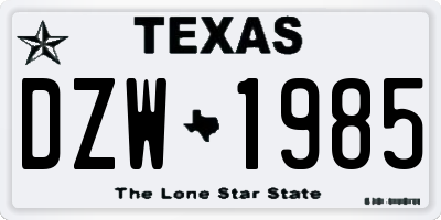 TX license plate DZW1985