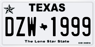 TX license plate DZW1999