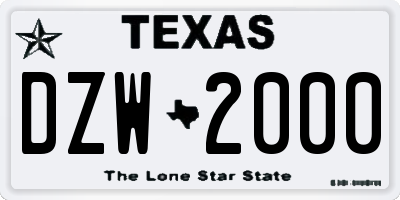 TX license plate DZW2000