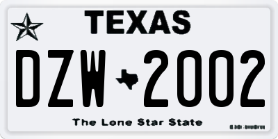 TX license plate DZW2002