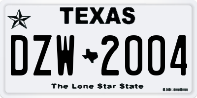 TX license plate DZW2004