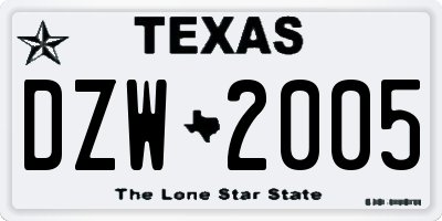 TX license plate DZW2005