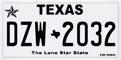 TX license plate DZW2032
