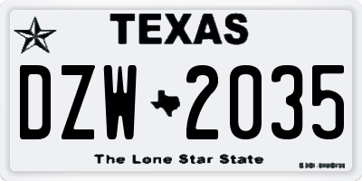 TX license plate DZW2035