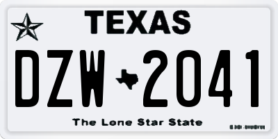 TX license plate DZW2041