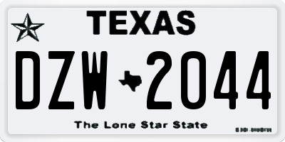 TX license plate DZW2044
