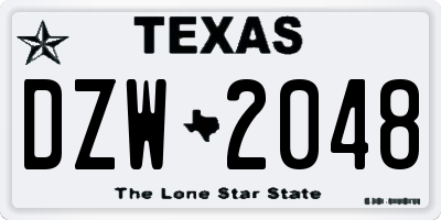 TX license plate DZW2048