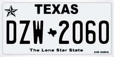 TX license plate DZW2060