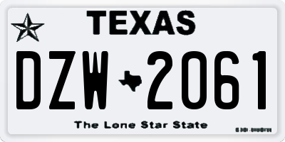 TX license plate DZW2061